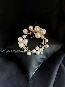 Ghim cài áo trang sức hình bông tuyết đính ngọc trai giả và đá pha lê. - Ngọc trai trắng với nhiều kích cỡ khác nhau - Xem 5