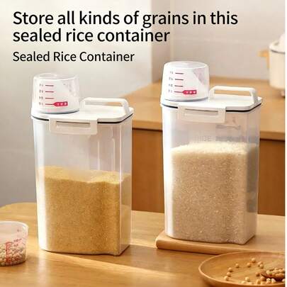 1pc Five Grains Sealed Storage Canister, Thickened Airtight Design For Moisture-Proof And Freshness Preservation, Suitable For Rice, Flour, Beans, Grains, Dry Goods Storage And Kitchen Organization
