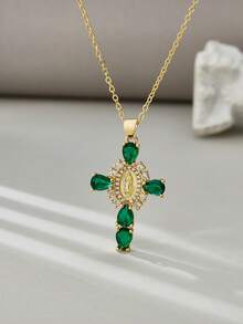 天主教礼品 防褪色金币奖章十字架圣母玛利亚Y2K项链 男女款 - 十字 - 查看 13