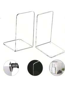 2 cái chặn sách bằng acrylic, đơn giản, trong suốt, chống trượt, dùng để sắp xếp sách trên kệ, bàn làm việc, cho học sinh, trường học, văn phòng. - Hình chữ nhật - Xem 7