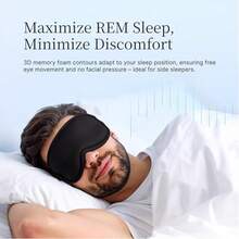 1个黑色3D立体贴合睡眠眼罩，适合旅行、小憩、办公室休息、飞机上、冥想、瑜伽等场合。采用记忆海绵和透气面料制成，不会压迫眼睛或睫毛，缓解眼部疲劳，助您深度睡眠。 - 黑色 - 查看 5