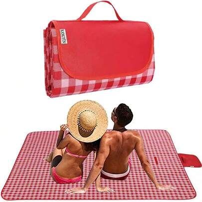Manta de picnic extragrande para exteriores, manta de playa extragrande, plegable, ligera, impermeable, para la arena, de 80 x 60 pulgadas (aprox. 203,2 cm x 152,4 cm), ideal para playa, camping, senderismo, parques y patios (roja, 200 x 152,4 cm). Ya sea como manta de playa, manta de camping, manta para autocaravana, manta para mascotas o tapete de juegos para bebés, nuestra manta de picnic con reverso impermeable es la opción perfecta. Las mantas de picnic se utilizan ampliamente para conciertos en interiores y exteriores.
