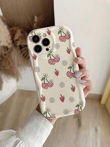 Cherry Blossom Cream Wavy Glossy Painted Anti-Drop Phone Case Compatible With IPhone / Galaxy / / - Multicolor - View 2