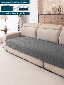 1pc Anti-Slip Seat Cushion Cover, Furniture Protector, Sofa Slipcover, Fits All Sofa Types And Machine Washable - Dark Grey - View 6