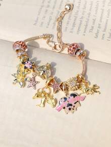 1件西部牛仔风格手链，豹纹西部风格手链，豹纹爱心婴儿手链，豹纹星星手链，西部风格仙人掌牛仔靴手链 - 金色 - 查看 4