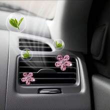 5入組水鑽花朵設計汽車出風口裝飾品 - 粉色 - 查看 6
