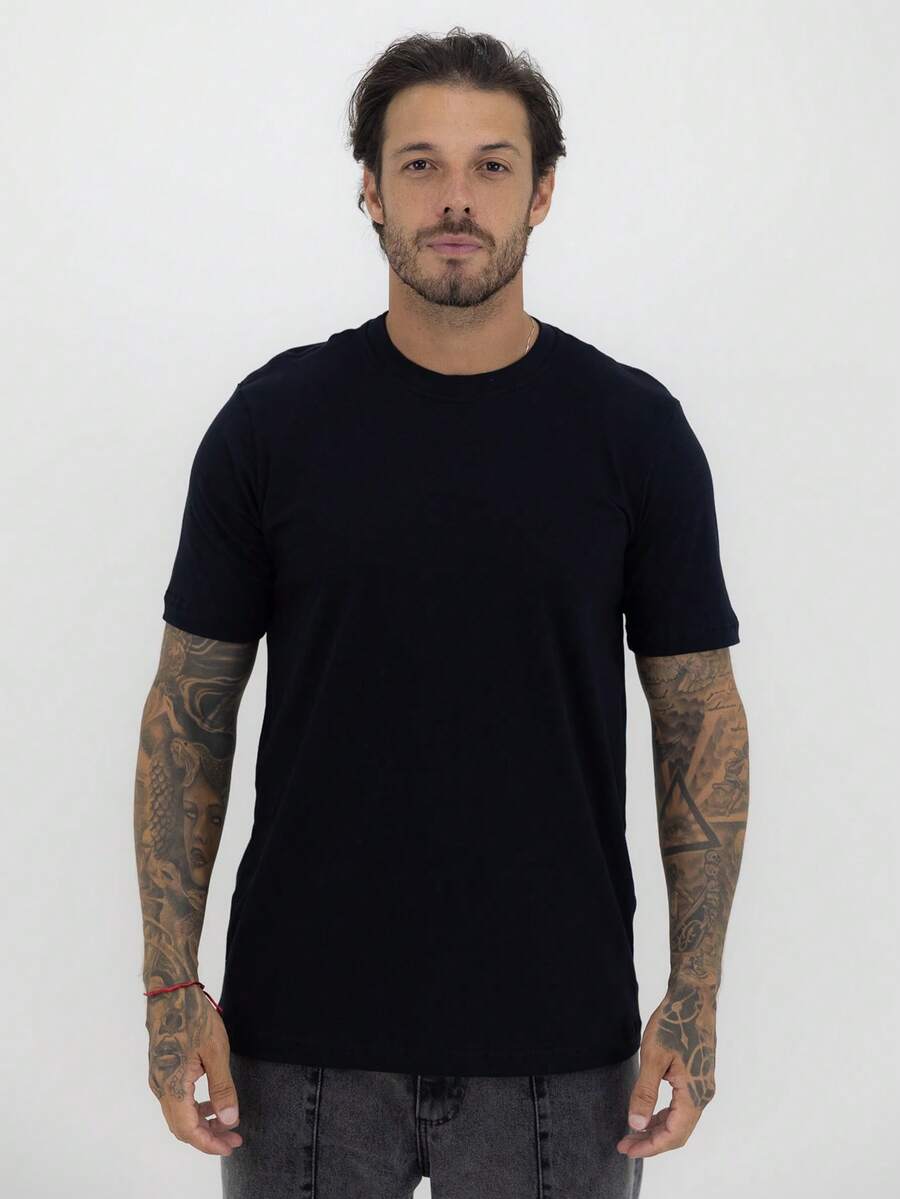 Men's Super Cotton Basic Plain T-Shirt - - màu đen - Xem 1
