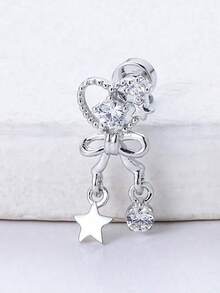 1 đôi bông tai hình trái tim tua rua bằng thép titan, bông tai xoắn ốc đính kim cương sáng bóng, không gây dị ứng, ngọt ngào và thời trang, thiết kế độc đáo, phụ kiện hàng ngày và dự tiệc cho nữ, trang sức, quà tặng bạn thân. - Bạc - Xem 11