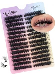 504PCS/252PCS 80D D-Curl Fluffy False Eyelashes, Lash Glue, Tweezers & Brush Included, 0.31-0.63inch Faux Mink Individual Lash Clusters, Reusable Soft Natural DIY Lash Extension Kit, Beginner Friendly Lash Clusters, Individual Eyelashes, Lashes, Fake Lashes, Perfect For Halloween, Christmas, Valentine's Day, Parties & Festival Glam Beauty - 黑色 - 查看 4