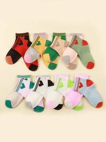 12pcs Random Heart Design Children's Socks, Versatile Student Socks, Comfortable Kids Socks - Multicolor - View 5