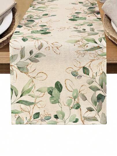 1 buc. șervețel de masă cu model de frunze de salvie, 4 buc. șervețele cu design de lună, potrivite pentru sărbători, petreceri, zile de naștere, cine festive, decor pentru bucătărie și sufragerie, aplicabile pentru toate anotimpurile, șervețel de masă decorativ pentru casă