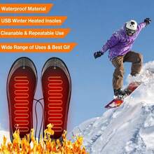1 Pair USB Powered Trimmable Electric Heated Insoles, Unisex Foot Warming And Massaging - Multicolor - View 5