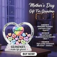 Grandma's Heart-Shaped Sweetheart 2D Flat - Personalized Acrylic Square Plaque - Meaningful Gift For Grandma On Mother's Day - As Shown2 - View 10