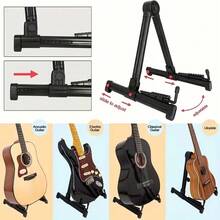 1 pieza Soporte de guitarra premium de ABS - Ligero, resistente, ajustable, plegable con diseño de marco en A y pies antideslizantes, se adapta a guitarra acústica, guitarra eléctrica, ukelele, bajo, violín y otros instrumentos, adecuado para el hogar, estudio, viaje, actuación, práctica, exterior, bar, estudio de grabación, regalo ideal para músicos, guitarristas, amantes de la música, entusiastas de instrumentos, regalos creativos, regalos de Año Nuevo - Negro - Ver 4