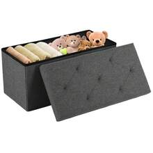 30 Inches Folding Storage Ottoman Bench, Storage Chest, Foot Rest Stool, Bedroom Bench With Storage, Gray - Xám (mới) - Xem 6