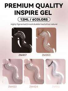 ZIMOOM 12毫升裸色凝胶指甲油，棕色浅粉色裸色美甲凝胶指甲油，可卸除UV/LED灯固化美甲沙龙礼品，适合女性和女孩 - 彩色 - 查看 2