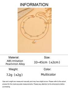 2pcs Delicate Minimalist Golden Flower Necklace, Fashionable Elegant Faux Pearl Pendant Necklace Suitable For Daily Wear And Party - Multicolor - View 6