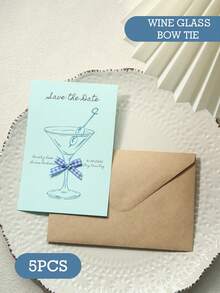 定制彩色蝴蝶结邀请卡，适用于派对、婚礼、生日和特殊活动，1张/5张/10张/20张套装，附赠蝴蝶结信封，是情侣和庆祝活动的完美之选。 - 酒杯款 - 查看 23