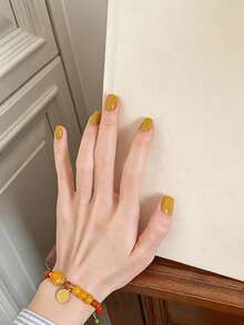 HEFENNA Mustard Yellow Gel Nail Polish, A Fresh And Simple Nail Design, Suitable For All Occasions And Daily Commutes.(1 Pc) - Multicolor - View 5