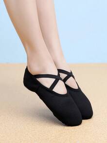 Hot Selling Black Shoes Women Pink, Red,Brown Thickened Comfortable And Breathable Dance Shoes, Soft Soles Ballet Shoes, Yoga Shoes, Dance Practice Shoes, Slip-On Flats, Indoor Slippers - 黑色 - 查看 5