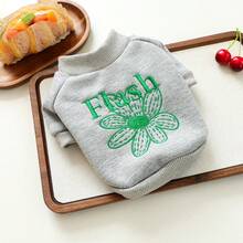 1pc Pet Clothes, Cute Round Neck Sweatshirt For Small/Medium Dogs & Cats, Vibrant Daisy Print - Grey - View 9
