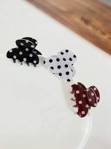 1个迷你波点发爪夹，简约甜美刘海及碎发夹 - 彩色 - 查看 4