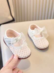 1 Pair Baby Girls' Summer New Lace Net Fabric Princess Flat Sandals, Soft Bottom Casual Toddler Sandals - White - View 2