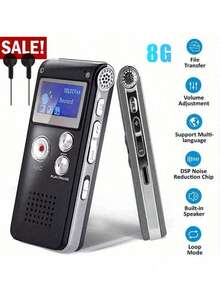 250mAh Digital Voice Recorder, Suitable For Students, Teachers, Journalists, Requires Adapter/Charger To Connect To Smartphone Or Other Devices - Black - View 2