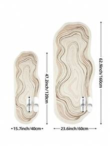 DAJIANG 1 件装米色不对称波浪边羊毛地毯，适用于浴室、厨房、户外、室内、走廊、卧室、客厅、床边，可机洗，易于清洁，底部防滑，适合卧室装饰、浴室装饰、房间装饰、户外装饰 - 彩色 - 查看 3