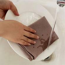 3pcs Waffle Dishcloths, Solid Color Kitchen Cleaning Rags, Thickened Absorbent Towels, Mixed Colors - 35*35cm - View 5
