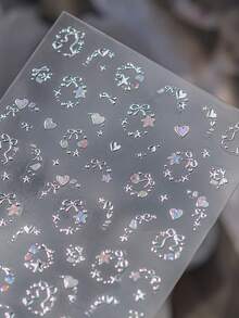 1片5D金属美甲贴纸，精致简约，甜美梦幻装饰贴纸，高端星空美甲配件，自粘式DIY美甲贴纸，美甲产品及配件，美甲工具，适合女孩和女士，适合家庭美甲沙龙。美甲用品 美甲贴纸 - 彩色 - 查看 10