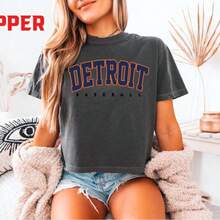 Vintage Detroit Baseball Cropped Tshirt Detroit Baseball T-Shirt Retro Detroit Tee Baseball Gift Comfort Color Crop Top - 黑色 - 查看 1
