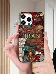 波斯地毯图案拼贴艺术手机壳，2D打印手机壳，流行经典新款优雅中东绅士领带设计，适合作为生日/节日礼物送给朋友、家人、情侣或自己，黑色软壳，兼容 17/16/15/14/13/12/11/Pro/Pro Max/X/XR/XS/XS Max/7/8/Plus/Air/SE2/3 - 黑色 - 查看 3