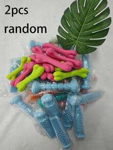 狗狗磨牙玩具、橡胶骨头磨牙棒、幼犬磨牙及娱乐宠物用品 - 彩色 - 查看 8