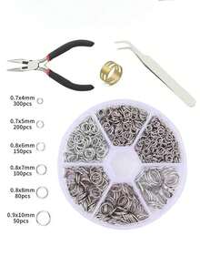 1 Box Multi-Size DIY Jewelry Earring Accessories - 4/5/6/7/8/10mm Single Loop Rings, Jewelry Making Tools Pliers, Jump Rings, Iron Rings, Decorative Rings, Open Rings, Earring Chains, Material Box Set, For Jewelry Making, Jump Rings - 6 Types Of Jump Ring Set - View 31