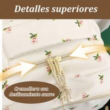 Mochila Escolar Blanca Kawaii con Estampado Rosas y Peluche Oso para Mujer | Tela Duradera, Cremallera Bidireccional, Asidero Ancho, Reforzamiento Triangular, Bolsillos Organizados y Cinturón de Sujeción para Maletas | Ideal para Colegio, Viajes y Usos Cotidianos - Rosas - Ver 10