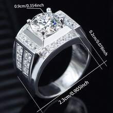 1pc S925 Silver Middle Eastern Style Wide Band Ring For Men, Inlaid With Lab-Grown Gemstones, Luxurious And Noble, Suitable For Daily Commute, Gatherings, Parties, Banquets, Music Festivals, And As Father's Day Or Thanksgiving Gift - Silver - View 6