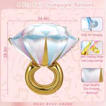 1/3/5 piezas Conjunto de globos con forma de anillo de diamante, adecuados para decoraciones de compromiso, boda, fiesta de novia - Multicolor - Ver 10