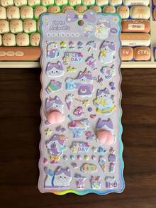 3D立体浮雕可爱卡通动物贴纸 - 桃子造型泡沫贴纸，适用于DIY日记、笔记本和手工制作 - 彩色 - 查看 6