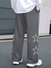 2pcs Men's Straight Leg Pants, Fashionable Casual Loose Fit Sweatpants - Multicolor - View 3