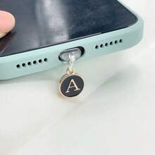 1个双面黑色26字母防尘手机塞/英文字母姓名首字母充电挂件/读卡器/兼容Type-C/Lightning（5-14）接口/情侣防尘塞 - 黑色 - 查看 29