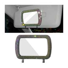 1 pieza Espejo de visera de coche con diamantes de imitación (versión sin luz) - Accesorio de maquillaje creativo, regalo perfecto para el hogar, espejo de visera de coche, espejo de decoración de diamantes popular, espejo compacto de visera de coche - Superficie de espejo de vidrio rectangular y plano, herramienta auxiliar de espejo retrovisor para mujeres, accesorio de coche | Regalo ideal, accesorio de para conducir | Estética moderna | Vidrio duradero, espejo de visera de coche - Multicolor - Ver 19