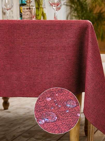 1 قطعة مفرش طاولة مستطيل من البوليستر الأرجواني المقاوم للماء والرذاذ والزيت والبقع، مفرش طاولة سميك منسوج بتصميم بسيط مناسب للمطعم والخارج والغرفة المعيشية والفناء والنزهات والحفلات المنزلية