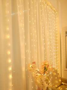 1件 3*1/3*2/3*3公尺 PVC 繩簾燈,室內裝飾簾燈,房間、臥室、牆壁家居裝飾,母親節氛圍燈,夢幻 LED 燈房飾 - 皮線窗簾燈 - 查看 4