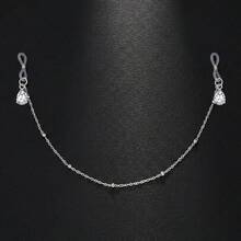 女士锆石假乳环身体链，精致水滴珍珠吊坠，无需穿孔，可调节身体链，身体饰品 - 銀色 - 查看 15