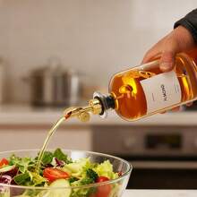 1pc Gold Glass Oil Bottle - Can Be Used As Kitchen Olive Oil Bottle, Coffee Bar Accessory Coffee Syrup Bottle, Cooking Oil Bottle, Comes With Random Sticker - Multicolor - View 2