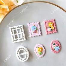 Embossed Postage Stamp Polymer Clay Cutters For Earrings And Jewelry Making, Scalloped Rectangle And Oval Design Soft Pottery Clay Molds For Pendant & Necklace Decoration Making - White - View 5