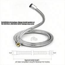 1pc Shower Hose, 79/59 Inch Extra Long Stainless Steel Handheld Shower Hose With Brass Insert And Nut, Durable And Flexible Shower Pipe, Bathroom Accessories - Hose - View 3