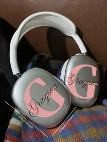 1pc Customized Max Headphone Case, Personalized Name "Shiny" Version, Max Protective Case With Crystal Diamond Shell, Personalized Fashionable TPU Soft Headphone Box, Cute Text Design For Men And Women, DIY Anniversary - White - View 6