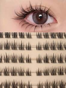 288pcs Eyelash Book, Self-Adhesive, Reusable, Segmented Eyelash Clusters, D-Curl Flirty, Natural & Lightweight Sunflower Lashes, 3-Second Application, Beginner-Friendly, Cartoon Style Lashes, Suitable For Natural Makeup Look - View 10